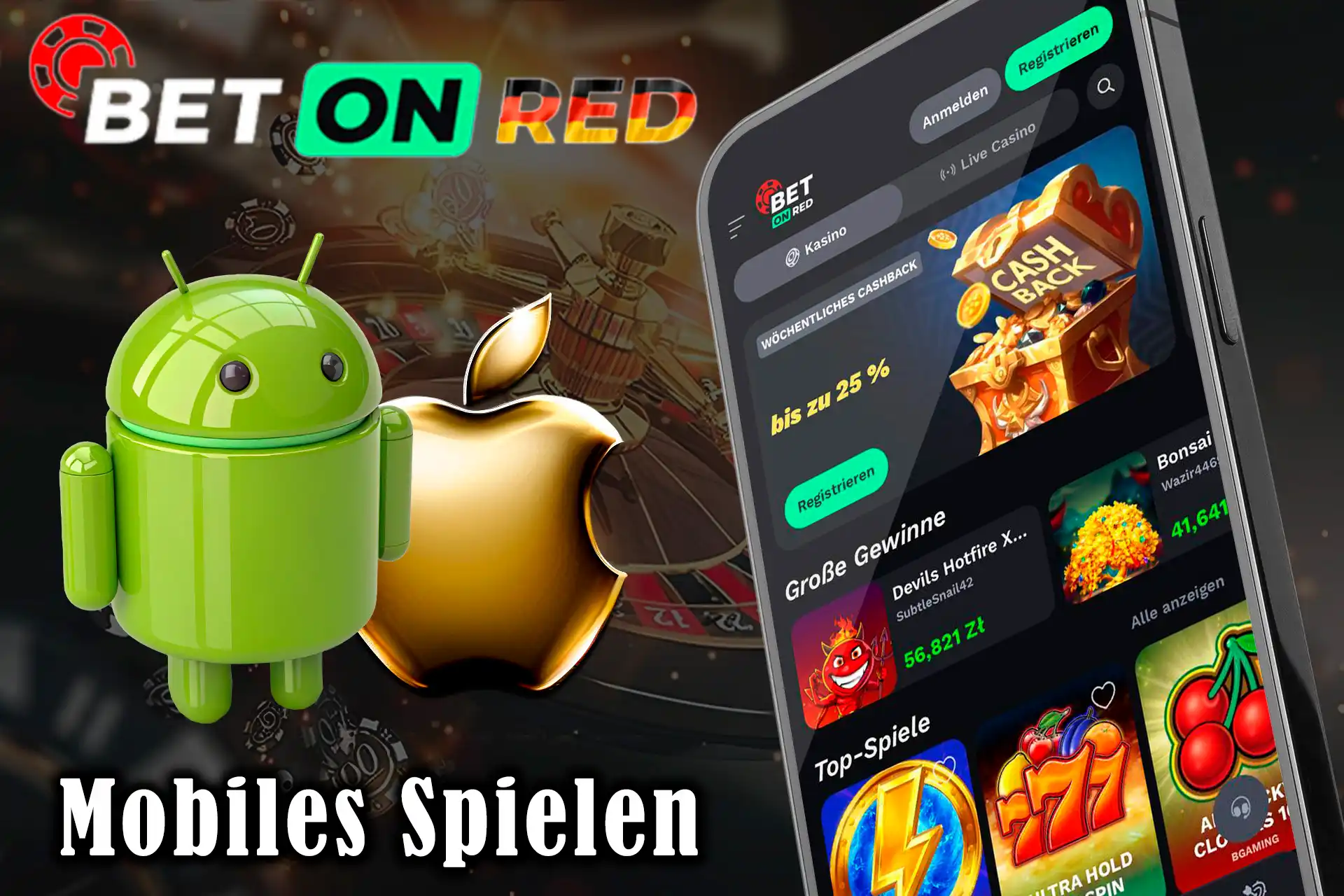Die BetOnRed-App ist für Android und iOS verfügbar.